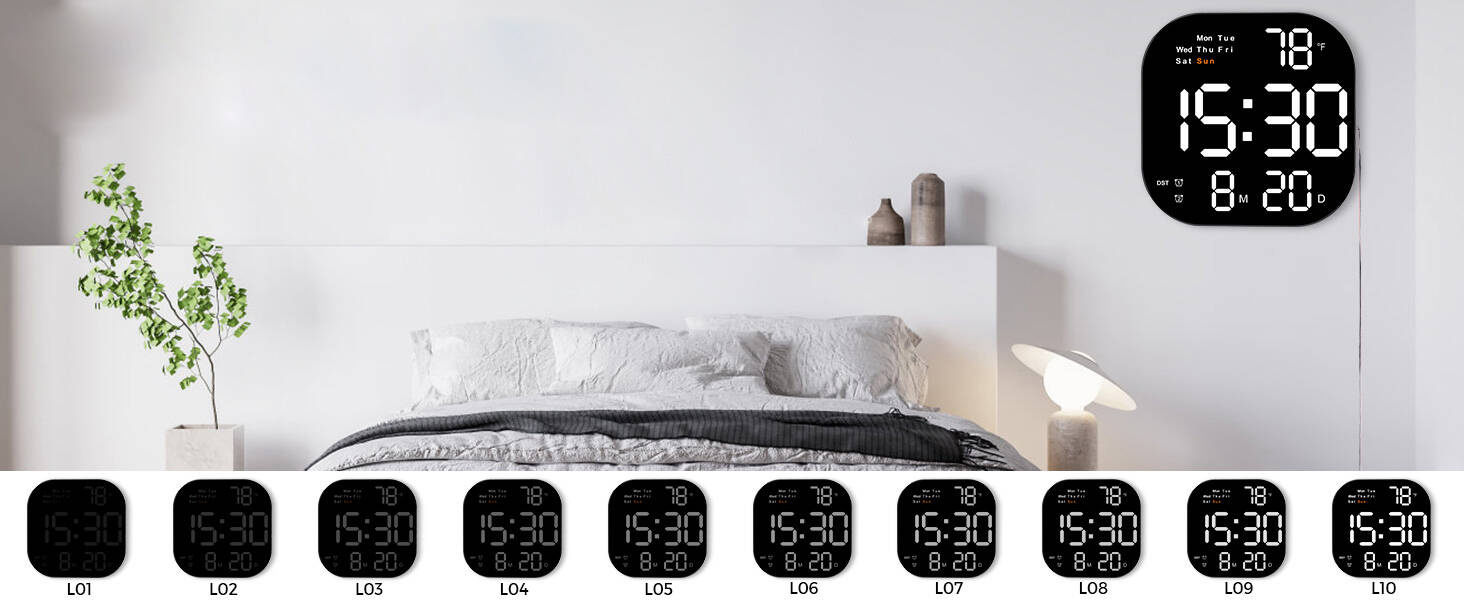 CYFROWY ZEGAR ŚCIENNY BUDZIK Z PILOTEM