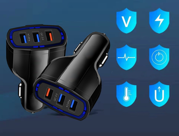 Ładowarka samochodowa 3 x USB QC 3.0