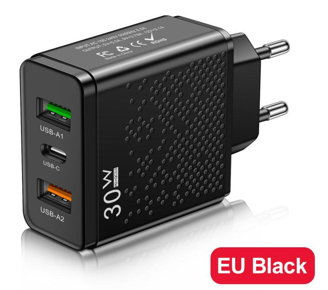 30W Ładowarka USB typu C z 2 portami USB-A