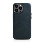 iCarer Oil Wax Premium Leather Case skórzane etui iPhone 14 Pro Max magnetyczne z MagSafe ciemnoniebieski (WMI14220704-BU)