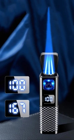 ZAPALNICZKA ŻAROWA trójogniowa do cygar i papierosów LCD