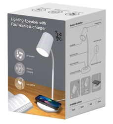 Lampa biurkowa LED z ładowarką bezprzewodową Qi, głośnikiem Bluetooth 5.1 i 3 barwami światła Smart Lamp 10W 