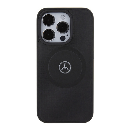Etui Mercedes Crossed Lines Pattern Leather MagSafe na iPhone 15 Pro Max - czarne