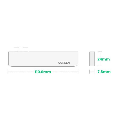 HUB Ugreen 60559 2x USB-C / USB-C PD (Thunderbolt 3, 100W, 4K 60 Hz, 10 Gbps) / HDMI 4K 30 Hz / 3x USB 3.0 do MacBook Pro / Air - szary