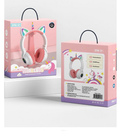 KOCIE USZY SŁUCHAWKI DLA DZIECI BLUETOOTH KOTEK JEDNOROŻEC