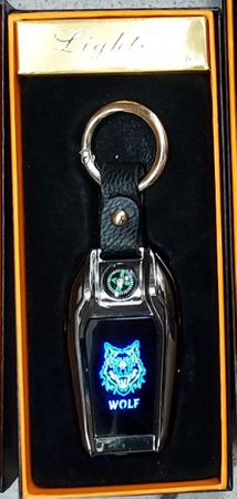 Elegancki brelok Wolf - zapalniczka żarowa LED LCD
