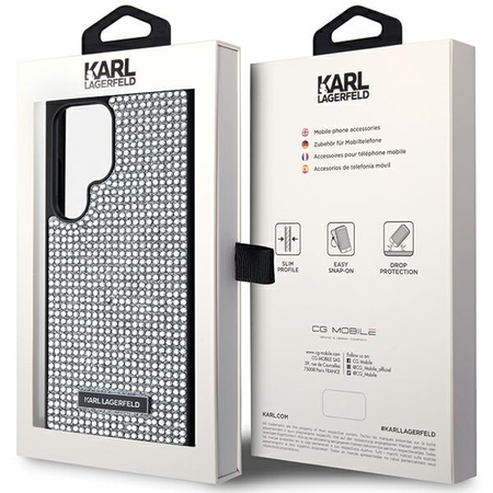 Etui Karl Lagerfeld Rhinestone Metal Logo na Samsung Galaxy S24 Ultra - srebrne