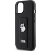 Etui Karl Lagerfeld Gripstand Saffiano Choupette Pins na iPhone 15 - czarne