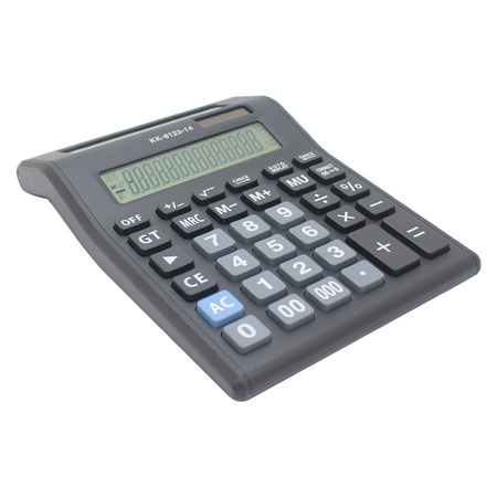 Kalkulator biurkowy 14-cyfrowy z podwójnym ekranem LCD i zasilaniem solarno-bateryjnym
