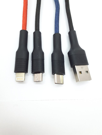 Kabel USB 3w1 Lightning Micro USB USB-C