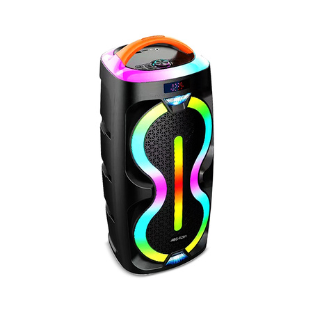 Przenośny Głośnik Stereo KARAOKE 2×6,5″ z BT, USB/TF, AUX, FM, LED RGB, Pilotem i Mikrofonem