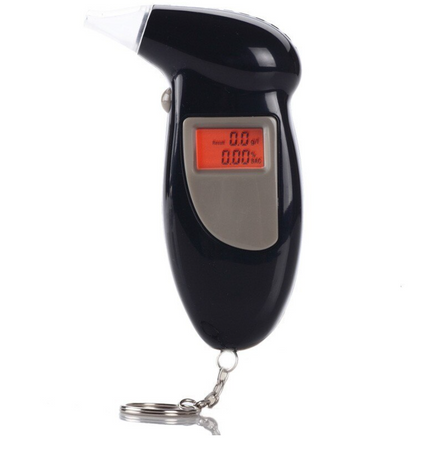 Alkomat Czarny Brelok  Podświetlenie LCD Tester Alkoholu Cyfrowy z 5 ustnikami