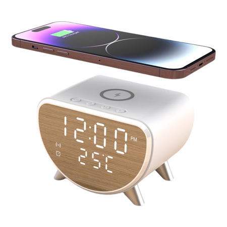 Budzik cyfrowy z termometrem AY-23 z wbudowaną bezprzewodową ładowarką dla smartfonów