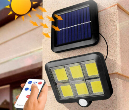 Zdalnie sterowana solarna lampa ścienna LED 