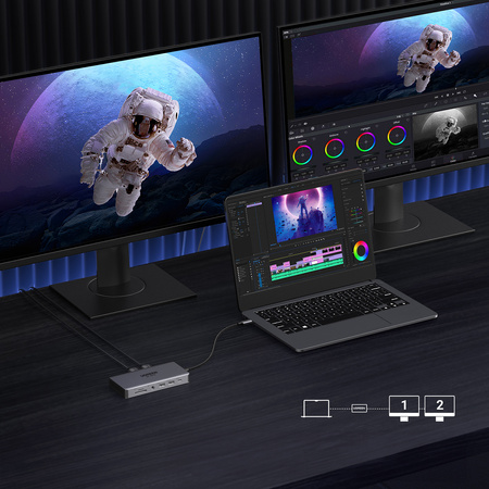 HUB Ugreen CM681 15978 13w1 USB-C - 2x USB-A 3.2 / 2x USB-A 3.0 / USB-C 3.2 / 2x HDMI / DisplayPort / RJ45 / SD i TF / AUX / USB-C PD