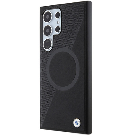 Etui BMW Signature Leather Half Textured & Circle MagSafe na Samsung Galaxy S24 Ultra - czarne
