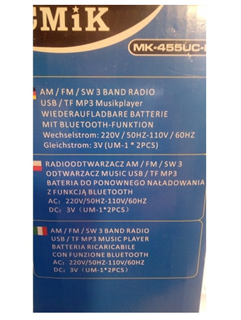 Radio głośnik Bluetooth ładowany z sieci i słońca