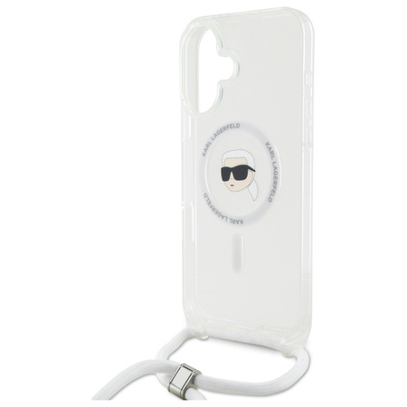 Etui Karl Lagerfeld Crossbody IML Karl Head Magsafe na iPhone 16 - przezroczyste