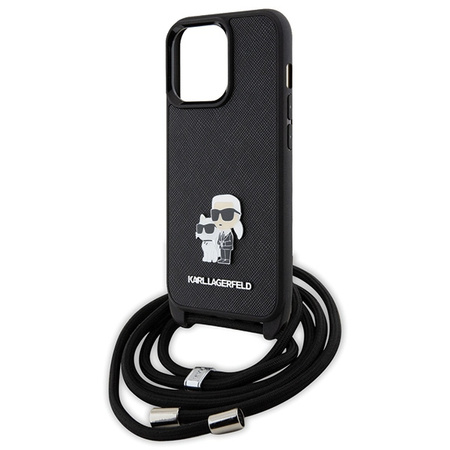 Etui Karl Lagerfeld Crossbody Saffiano Metal Pin Karl&Choupette na iPhone 13 Pro / iPhone 13 - czarne