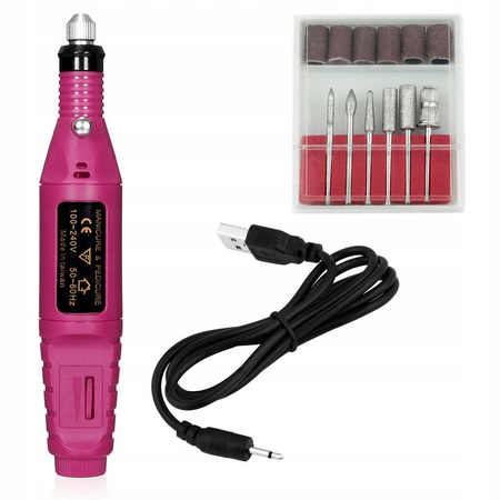 Zestaw FREZARKA do paznokci + frezy + kapturki