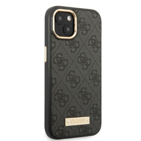 Etui Guess 4G Logo Plate MagSafe na iPhone 13 - czarne