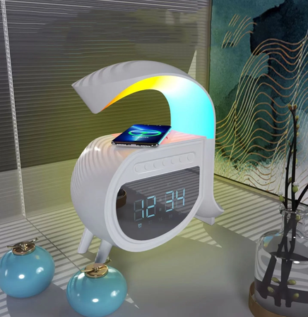 Bezprzewodowy głośnik TF RGB Stacja Ładująca 15W, lampa nocna