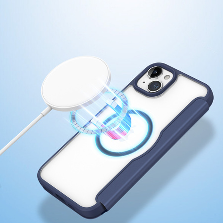 Etui Dux Ducis Skin X Pro na iPhone 15 Plus z MagSafe i klapką - niebieskie
