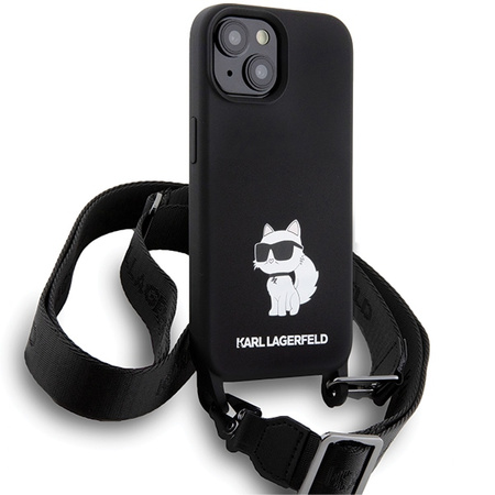 Etui Karl Lagerfeld Crossbody Silicone Choupette do iPhone 15 - czarne