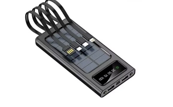 Powerbank 10000 mAh  latarka LED 4 x kabel USB microUSB USB-C Lightning