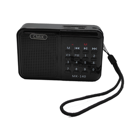  Przenośne Mini Radio FM - AUX, MicroSD, USB, Wymienny Akumulator 18650, Mocny Bas