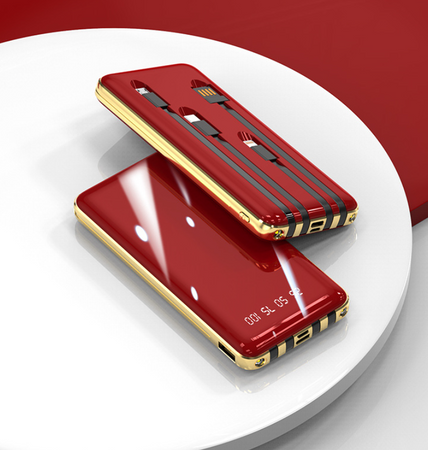 Power Bank 20000 MaH z wbudowanymi 4 kablami ładującym przenośne Powerbank 