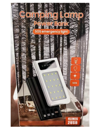 Powerbank 10000 mAh  latarka LED 4 x kabel USB microUSB USB-C Lightning