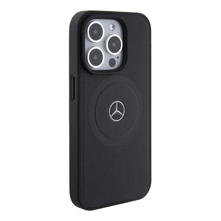 Etui Mercedes Crossed Lines Pattern Leather MagSafe na iPhone 15 Pro Max - czarne