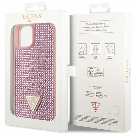 Etui Guess Rhinestone Triangle na iPhone 14 Plus - różowe