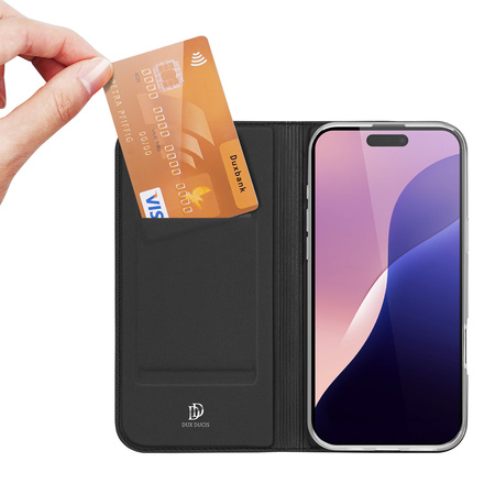 Etui Dux Ducis Skin Pro na iPhone 16 Pro Max z klapką i miejscem na kartę - czarne