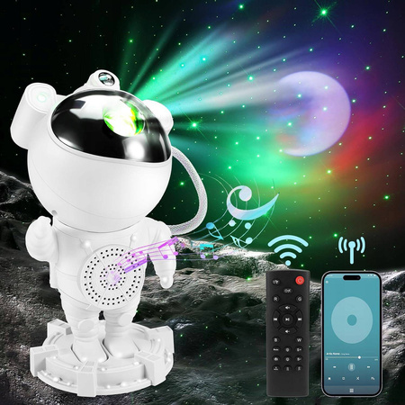 PROJEKTOR GWIAZD Lampka Nocna z głośnikiem Rzutnik Dla Dzieci LED laser Astronauta