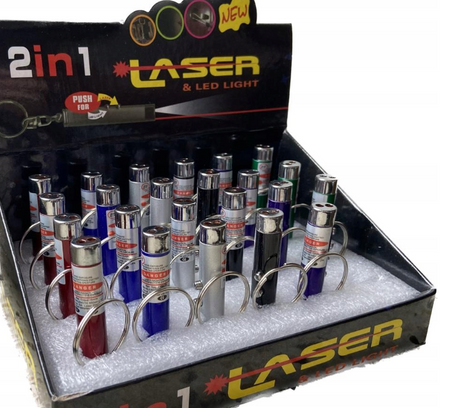 Mini latarka, wskaźnik laserowy 3w1, UV tester