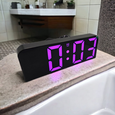 ELEKTRONICZNY ZEGAREK ŚCIENNY BUDZIK Z PILOTEM 12 x RGB KOLOR