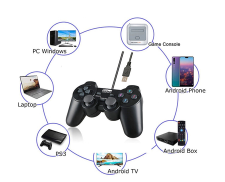Joystick do gier Czarny przewodowy kontroler gier Gamepad Nowy USB 2.0 na PC Windows 10