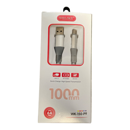 Kabel USB A do Usb C w oplocie mocny do 6A 120W 1m