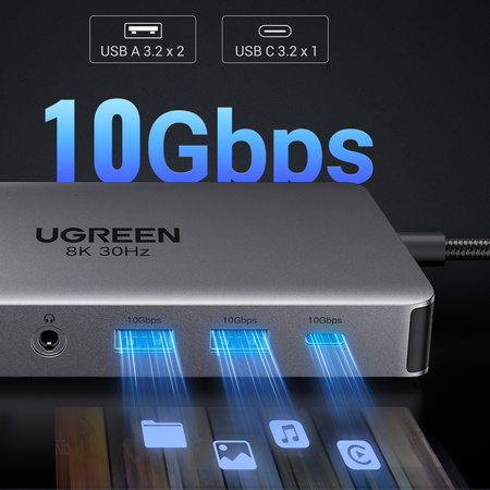 HUB Ugreen CM681 15978 13w1 USB-C - 2x USB-A 3.2 / 2x USB-A 3.0 / USB-C 3.2 / 2x HDMI / DisplayPort / RJ45 / SD i TF / AUX / USB-C PD