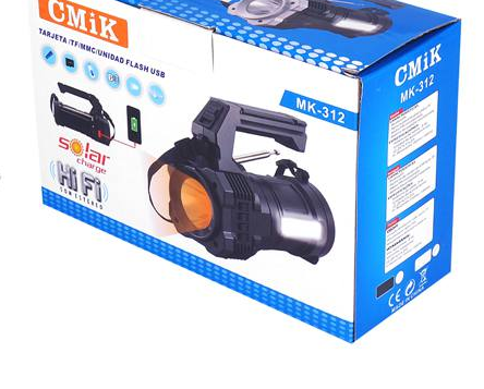 Wielofunkcyjna latarka z wbudowanym panelem solarnym, radiem FM, głośnikiem Bluetooth, USB i microSD