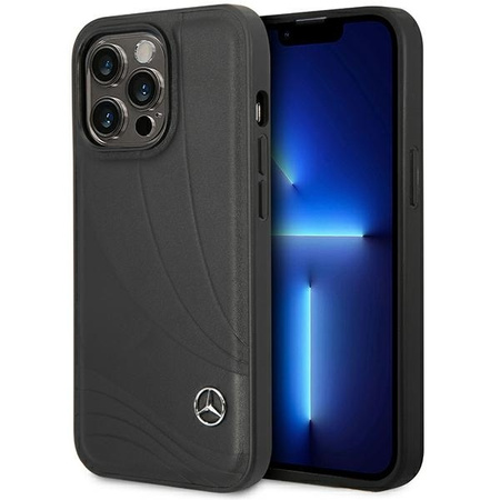 Etui Mercedes Leather Wave Patern na iPhone 14 Pro - czarne