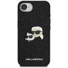 Etui Karl Lagerfeld Fixed Glitter Karl&Choupette Heads Metal Pin na iPhone 16e - czarne