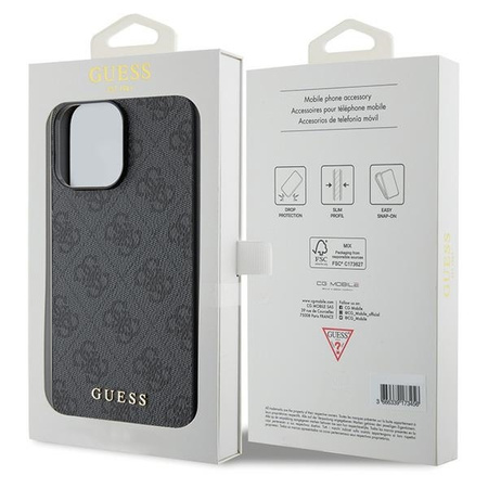 Etui Guess 4G Metal Gold Logo na iPhone 15 Pro Max - szare