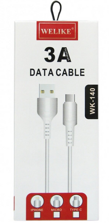 Kabel USB-A - micro USB 3A, 1m, biały