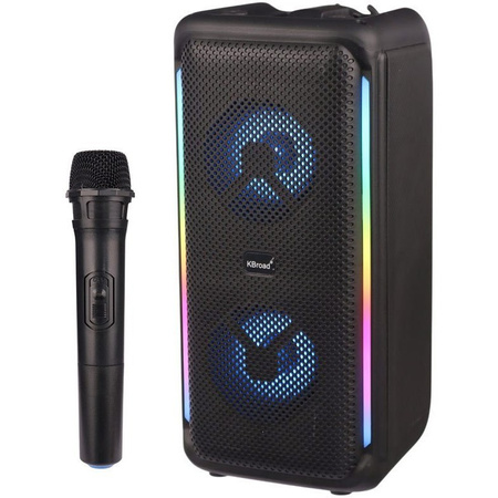Głośnik karaoke Bluetooth KTS‑1972 2×3″ LED RGB z mikrofonem, USB, TF, FM