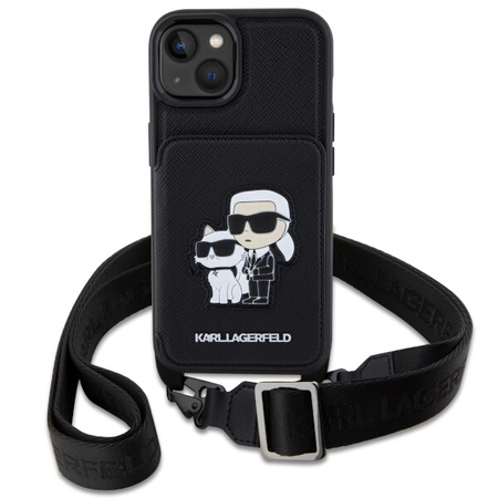 Etui Karl Lagerfeld Crossbody Saffiano Karl&Choupette na iPhone 14 Plus - czarne
