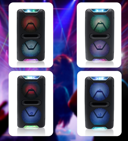 KTS-1355 TWS - Głośnik Bluetooth 2X 6,5 cala karaoke, mikrofon w zestawie