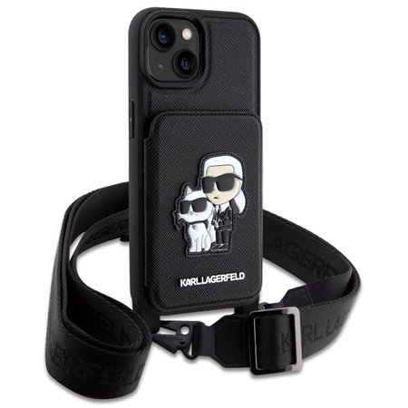 Etui Karl Lagerfeld Crossbody Saffiano Karl&Choupette na iPhone 14 Plus - czarne